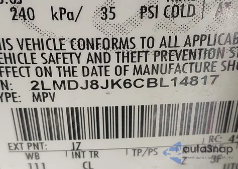 2012 Lincoln Mkx из США, поврежденный, VIN 2LMDJ8JK6CBL14817